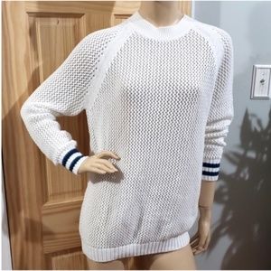 Kokun Scoop Neck Ribbed Stripe Thick Sweater